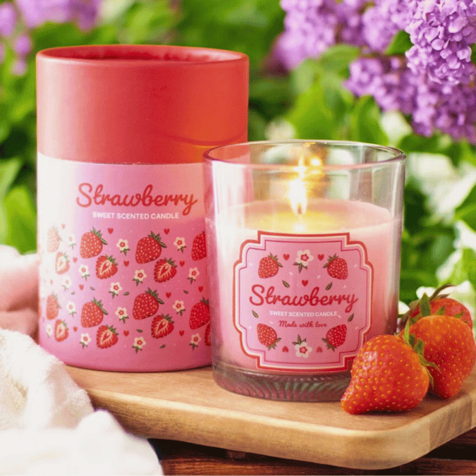 Magische Frucht-Duftkerze – Erdbeere, Orange oder Zitrone