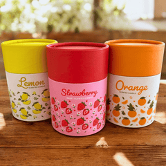 Magische Frucht-Duftkerze – Erdbeere, Orange oder Zitrone