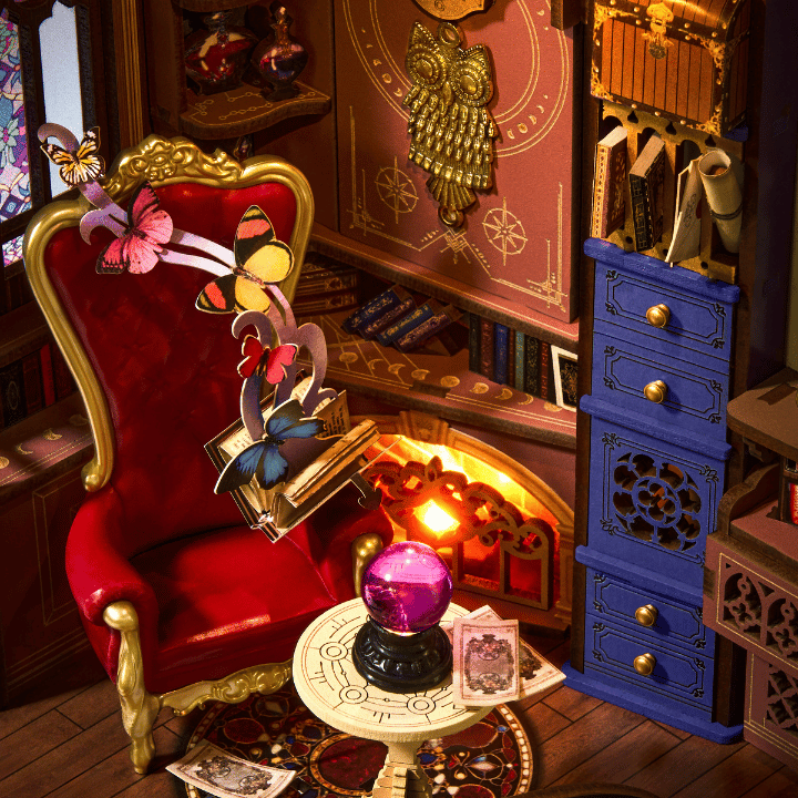 Magic Fantasy Corner Book Nook mit Hexenkessel & Katze