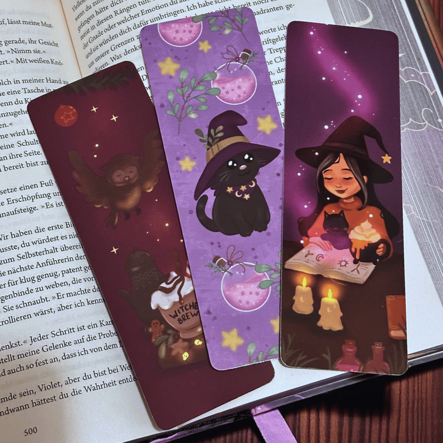 MoonElly Lesezeichen – Witchy & Cozy Winterdesigns (3 Varianten)