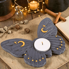 Witchy Motte Teelichthalter – goldene Monde und Sterne für Kerzenlicht