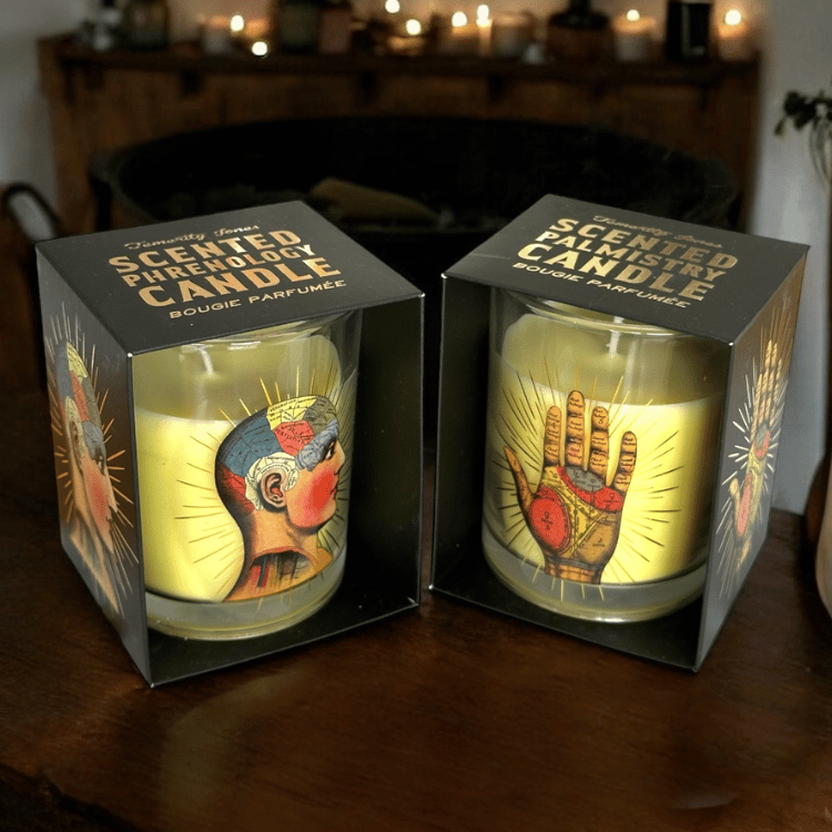 Mystische Duftkerzen im Phrenologie-Design – 2er Set im Glas