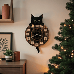 Mystische Katzen Wanduhr – Katzen-Pendeluhr 32 cm