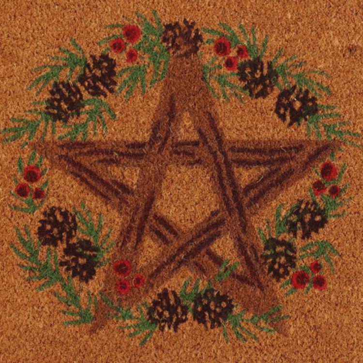 Pentagramm Türmatte – Winterdeko aus Kokosfaser