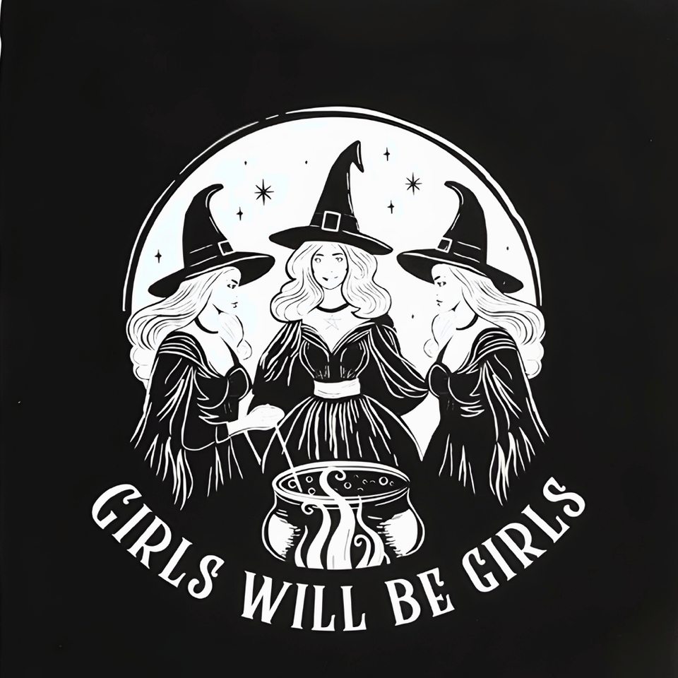Witchy Stofftasche mit Hexenmotiv – Girls Will Be Girls