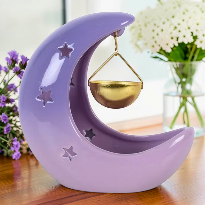 Halbmond Duftlampe mit Sternausschnitten