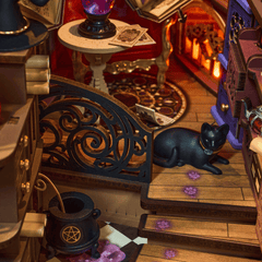 Magic Fantasy Corner Book Nook mit Hexenkessel & Katze