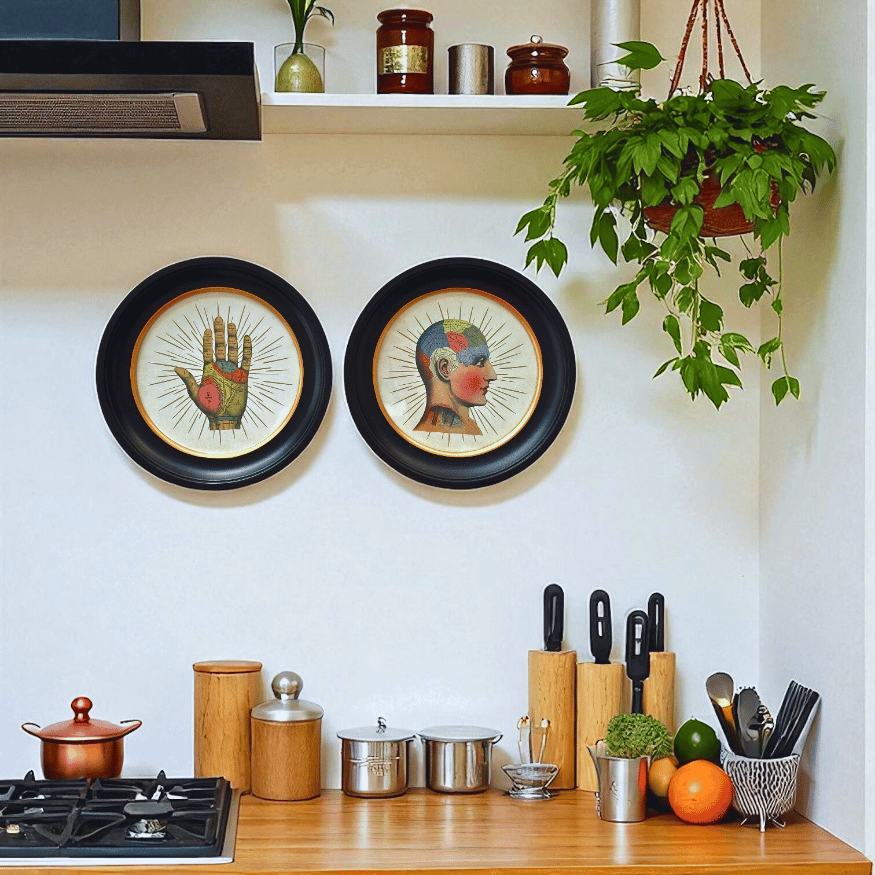 Okkulte Wanddeko – Witchy Bilder Chiromantie & Phrenologie