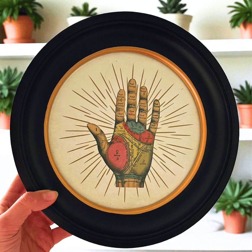 Okkulte Wanddeko – Witchy Bilder Chiromantie & Phrenologie