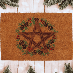 Pentagramm Türmatte – Winterdeko aus Kokosfaser