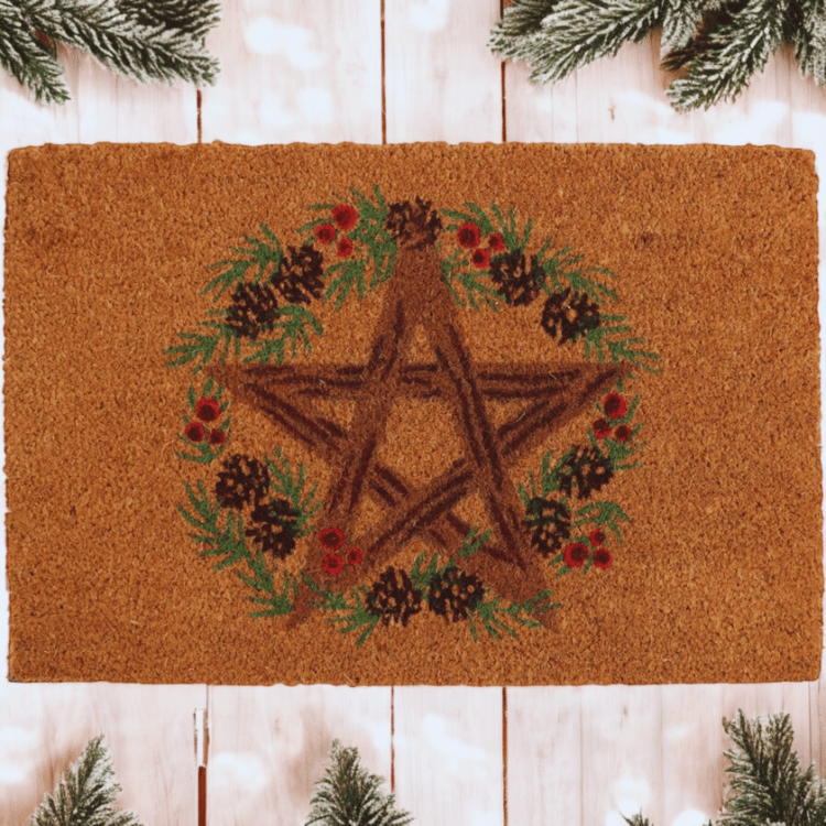 Pentagramm Türmatte – Winterdeko aus Kokosfaser