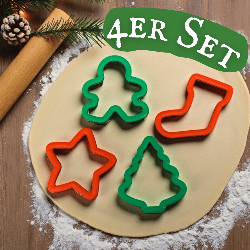 Plätzchen Ausstecher-Set Weihnachten (4 Stück) – Extra komfortable Keksförmchen