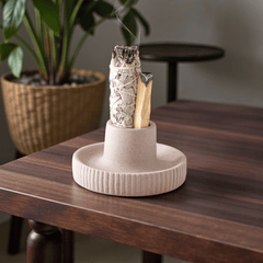 Räucherschale gerippt in Greige