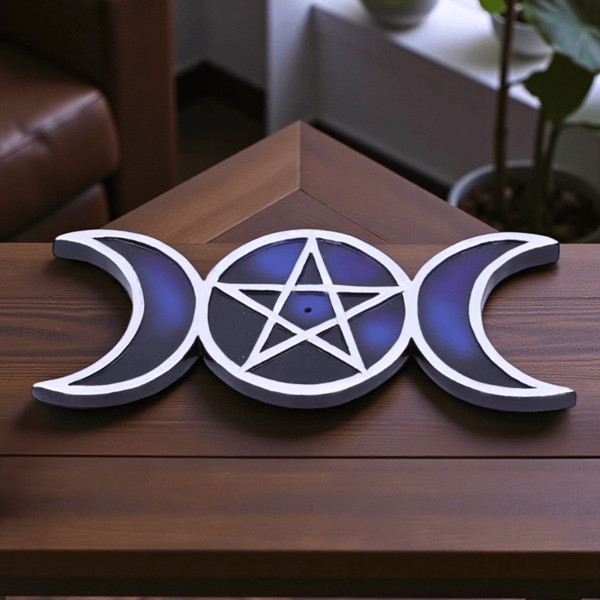 Räucherstäbchenhalter Lunar Trinity – Triple Moon Symbol