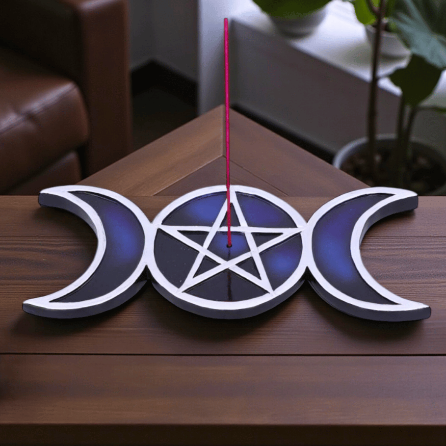 Räucherstäbchenhalter Lunar Trinity – Triple Moon Symbol