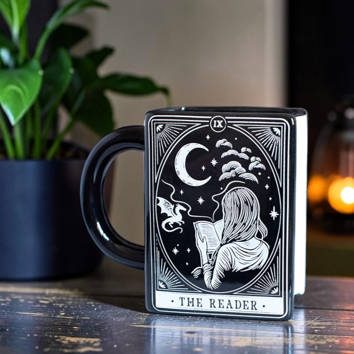 Mondleserin Zauberbuch Tasse in Buchform - Tarot Design The Reader