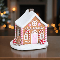 Rosa Lebkuchenhaus Räucherkegel-Brenner – Winterliche Duft-Deko