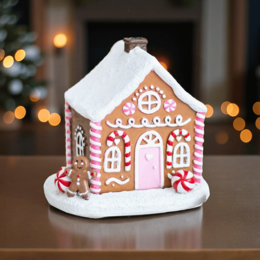 Rosa Lebkuchenhaus Räucherkegel-Brenner – Winterliche Duft-Deko