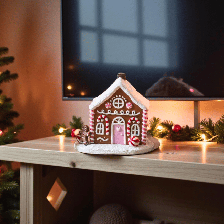 Rosa Lebkuchenhaus Räucherkegel-Brenner – Winterliche Duft-Deko