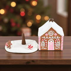 Rosa Lebkuchenhaus Räucherkegel-Brenner – Winterliche Duft-Deko