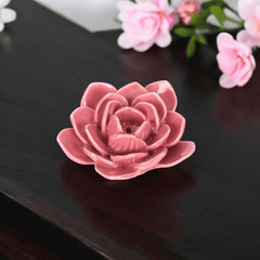 Rosa Seerosen Räucherstäbchenhalter aus Keramik
