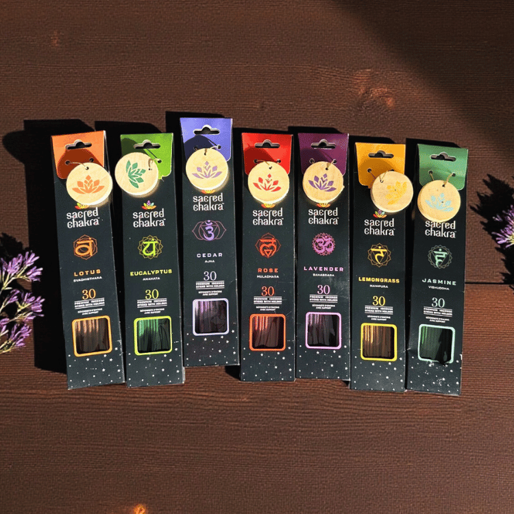 Sacred Chakra Räucherstäbchen mit Holzhalter – 40 Sticks für Balance & Achtsamkeit