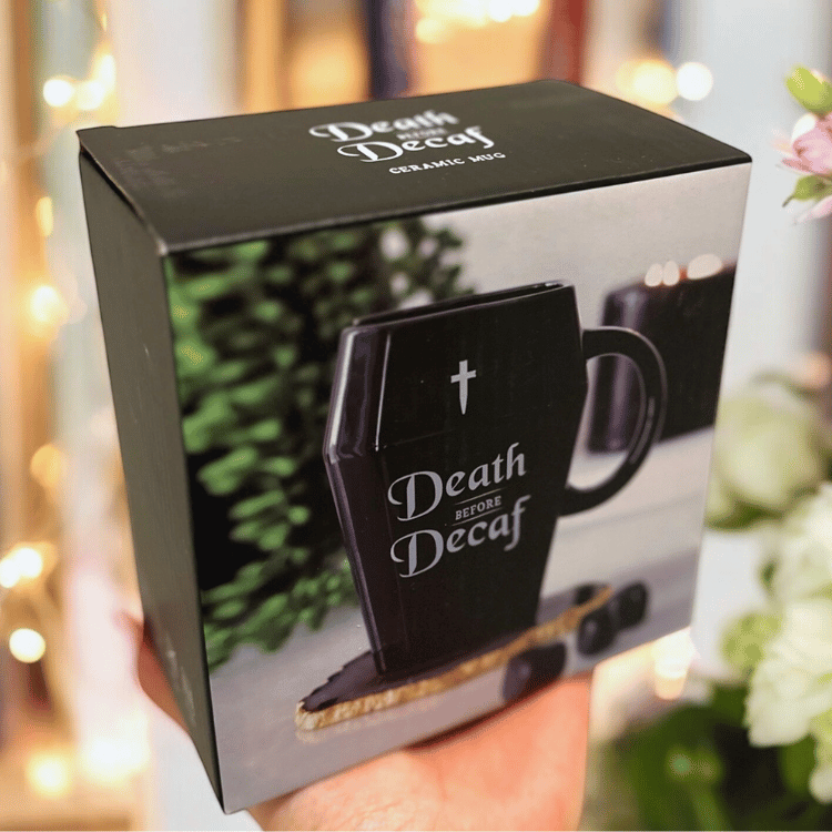Sarg-Tasse – Death Before Decaf | Mystischer Kaffeebecher