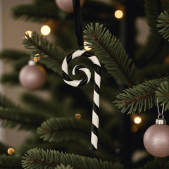 Schwarz-Weiß Zuckerstangen Ornament – spooky Weihnachtsbaum Anhänger
