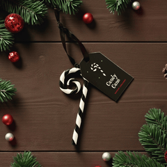 Schwarz-Weiß Zuckerstangen Ornament – spooky Weihnachtsbaum Anhänger