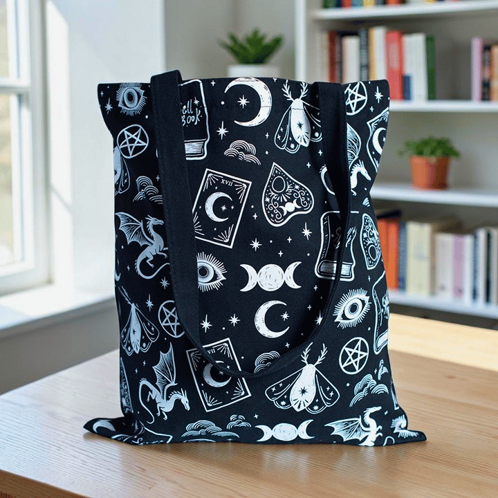 Mystische Symbole Stoffbeutel mit Mond & Motten