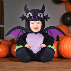 Schwarzer Drache Baby Kostüm – mit Flügeln, Schwanz & Kapuze