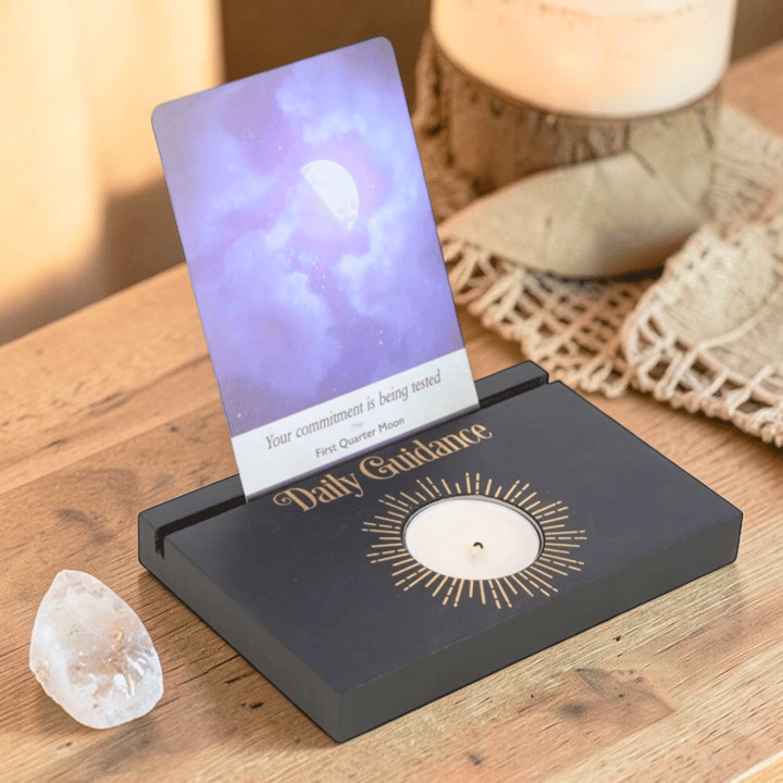 Daily Guidance Kartenständer - Witchy Tarot / Orakel Kartenständer mit Teelichthalter