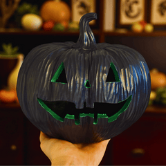 Schwarzer LED Kürbis mit grünem Licht – Halloween Dekoration