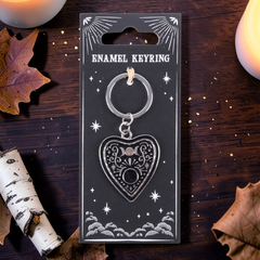 Schwarze Planchette Schlüsselanhänger mit Sternenmotiv