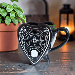 Planchette Tasse in Zeiger-Form mit Sternenmotiv