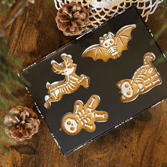 Skelett-Keks Baumschmuck – 4er-Set gruselige Ornamente