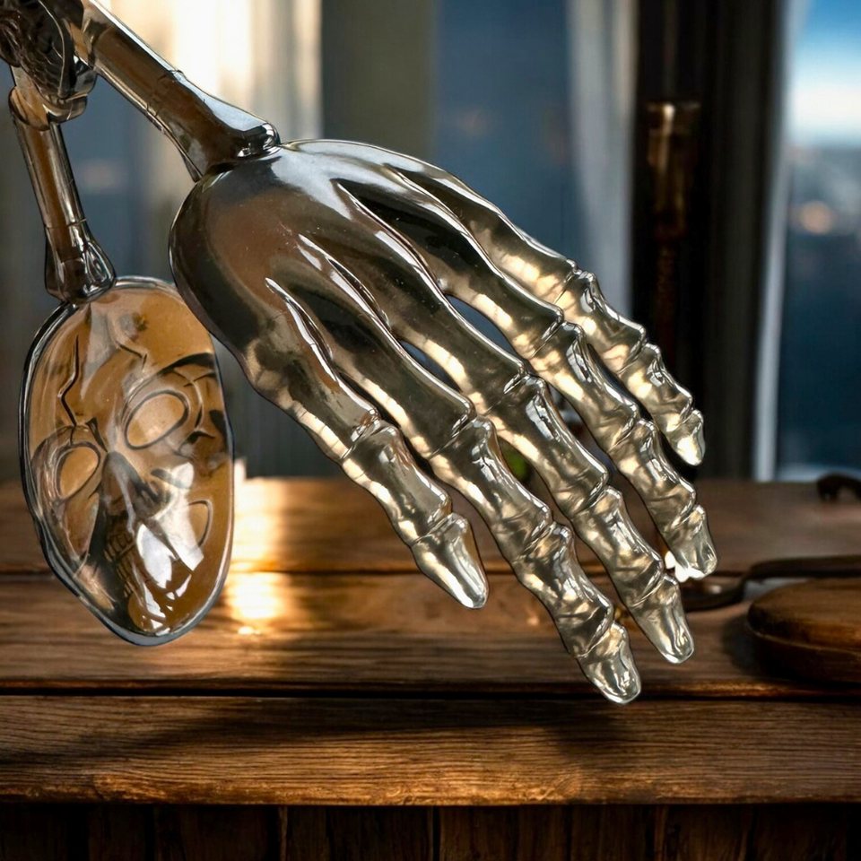 Skelett-Salatbesteck – spooky Greifzange im Knochen-Design