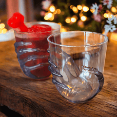 Skelettglas mit schwarzer Knochenhand – Für spooky Drinks