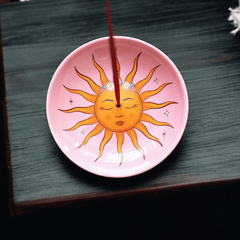 Sonnen-Räucherstäbchenhalter aus Keramik