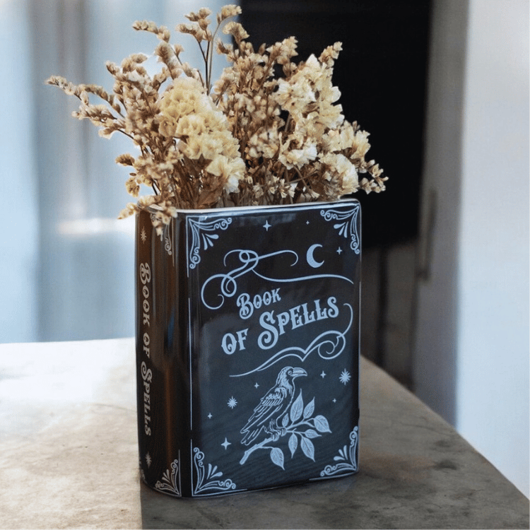 Something Different Dekovase Buch der Zaubersprüche Gothic Vase Raven Deko