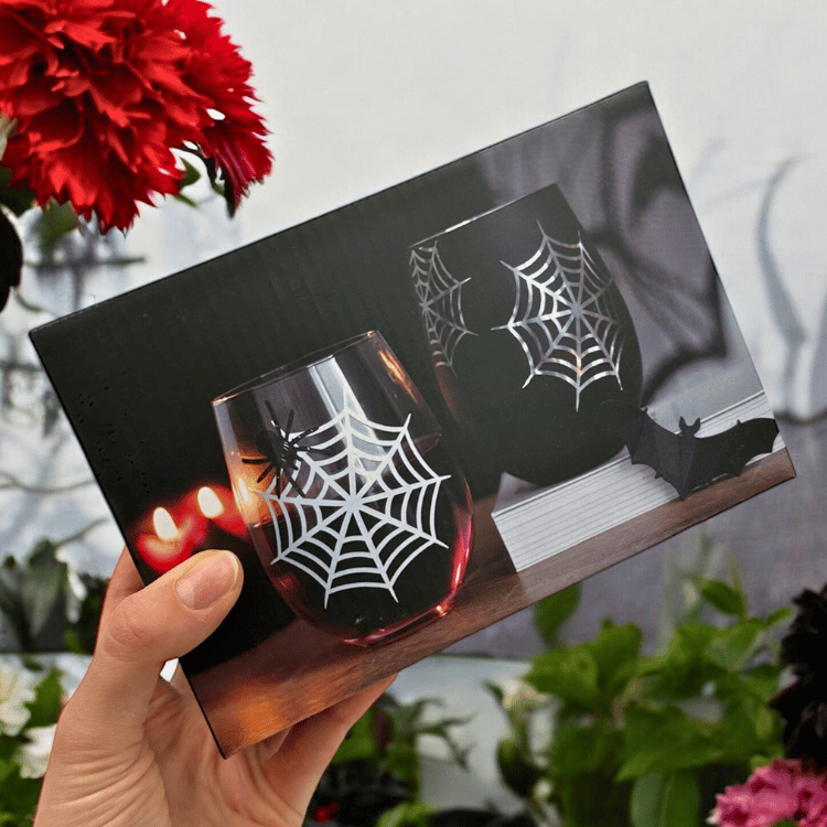 Spinnennetz Gläser-Set – Für düstere Drinks & witchy Tischdeko