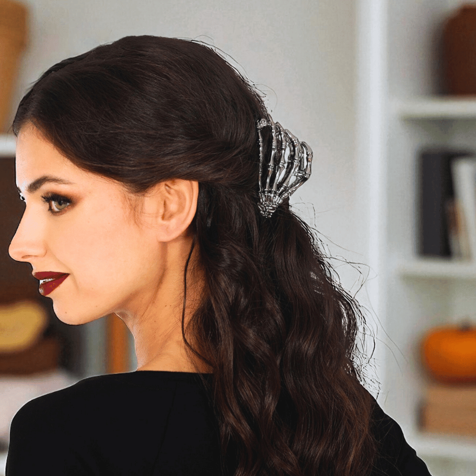 Spooky Metall-Haarspange – Spinne oder Skelett-Hand