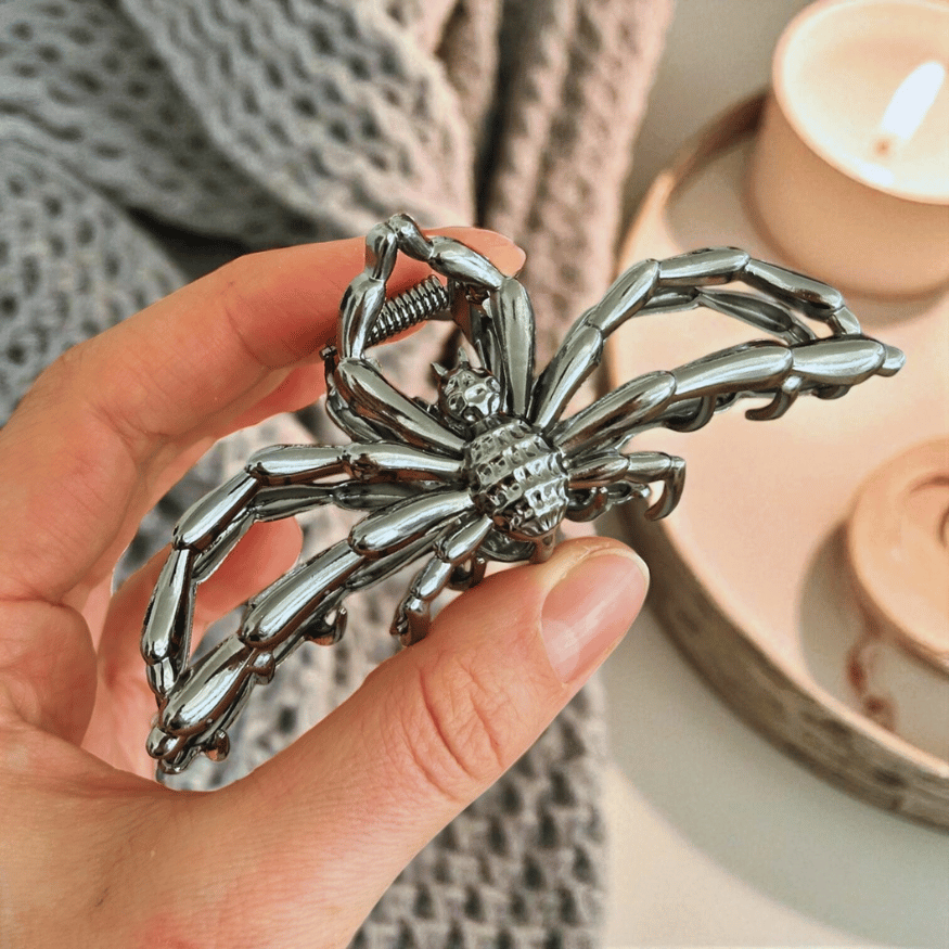 Spooky Metall-Haarspange – Spinne oder Skelett-Hand