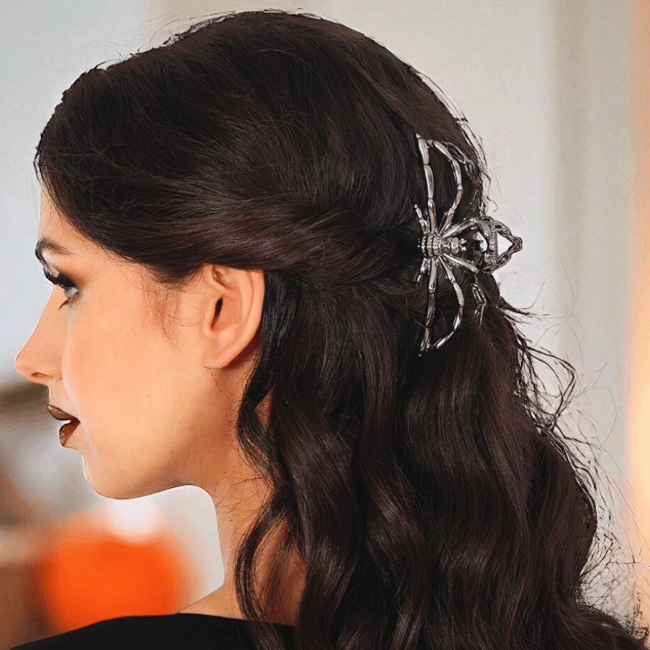 Spooky Metall-Haarspange – Spinne oder Skelett-Hand