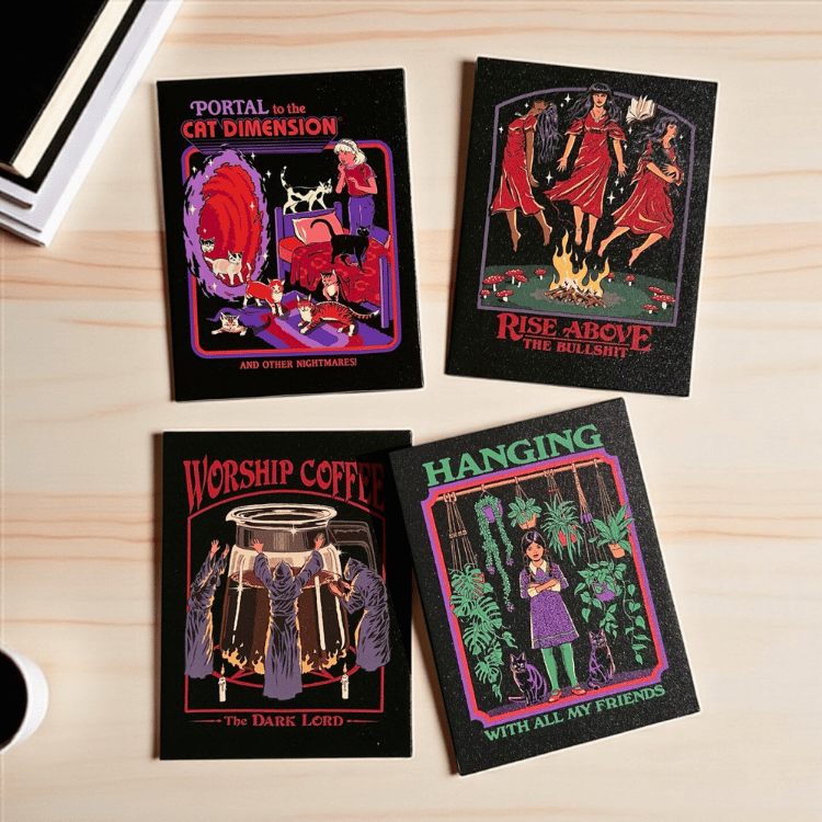 Steven Rhodes Wandbild – 4 Retro Leinwandbilder