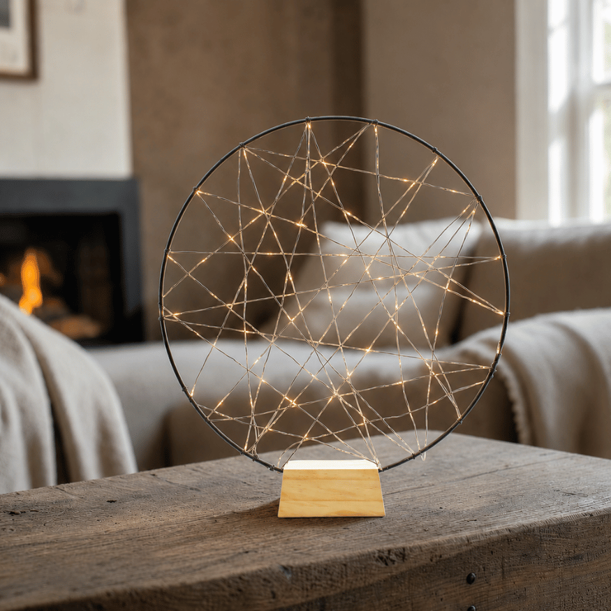 Traumfänger Lampe mit LED-Lichterkranz