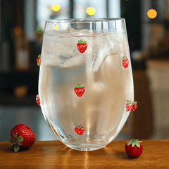 Trinkglas mit Fruchtmotiv – Auswahl: Erdbeere, Zitrone oder Orange