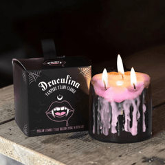 Vampir Kerzen Set – 2 Stumpenkerzen PINKE Tränen