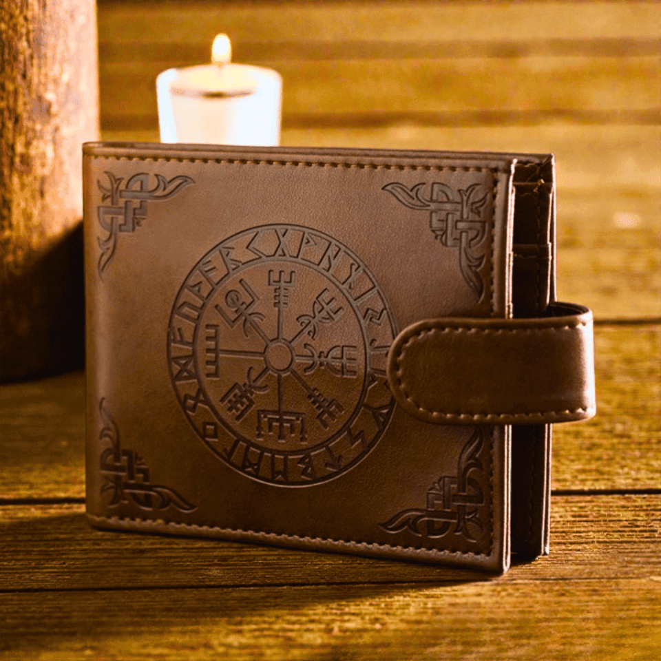 Vegvisir Geldbörse aus Kunstleder – Wikinger-Kompass im Taschenformat