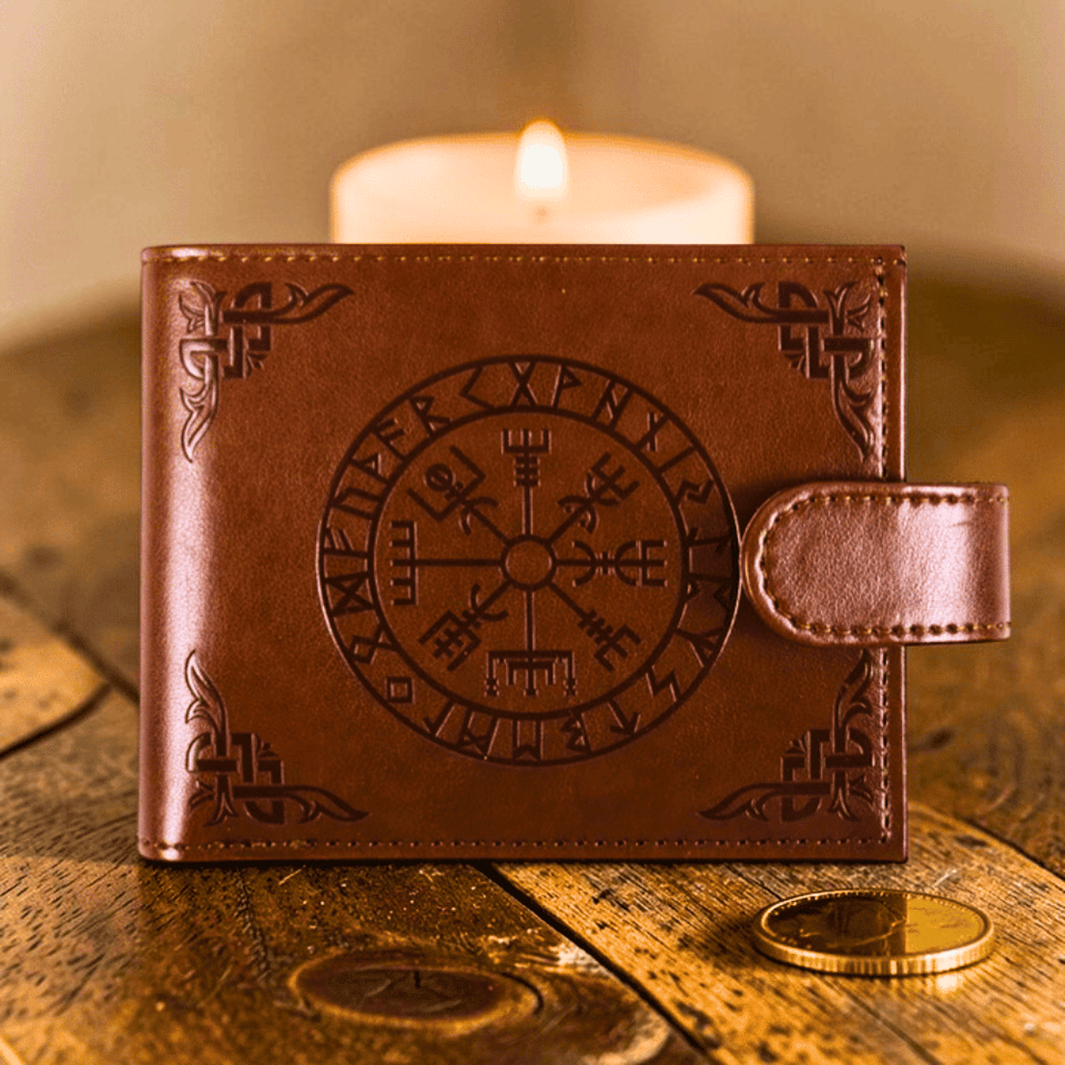 Vegvisir Geldbörse aus Kunstleder – Wikinger-Kompass im Taschenformat